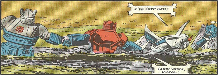 Jalopy, Sideswipe, and Prowl (from TRANSFORMERS #12)