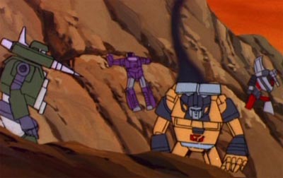 Hound, Speed Demon, Sunstreaker, and Bluestreak (from "Divide and Conquer")