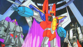 Starscream, shown here wearing the new Really Big Armor™.
